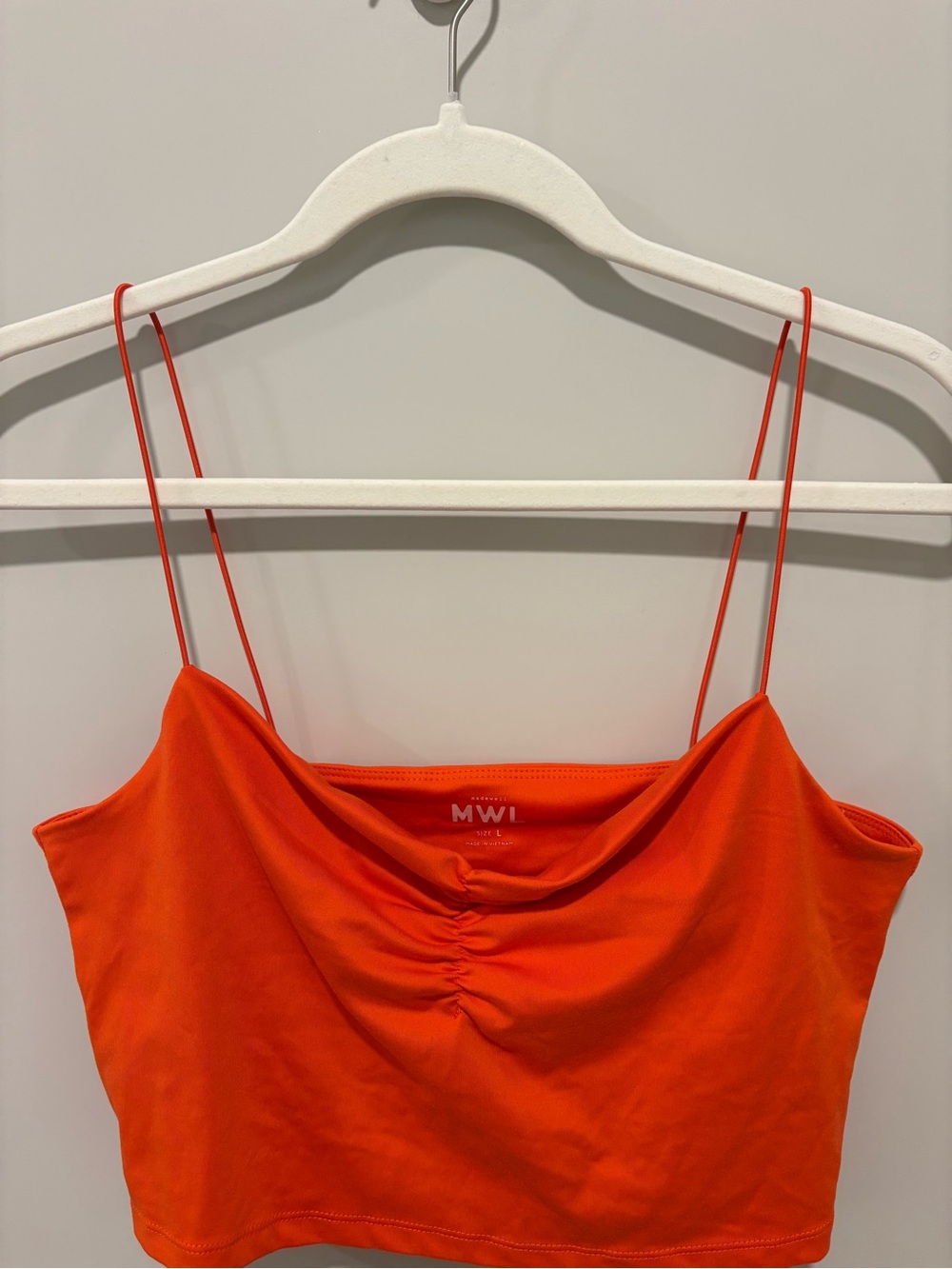 Madewell Orange Ruched Spaghetti Strap Crop Cami